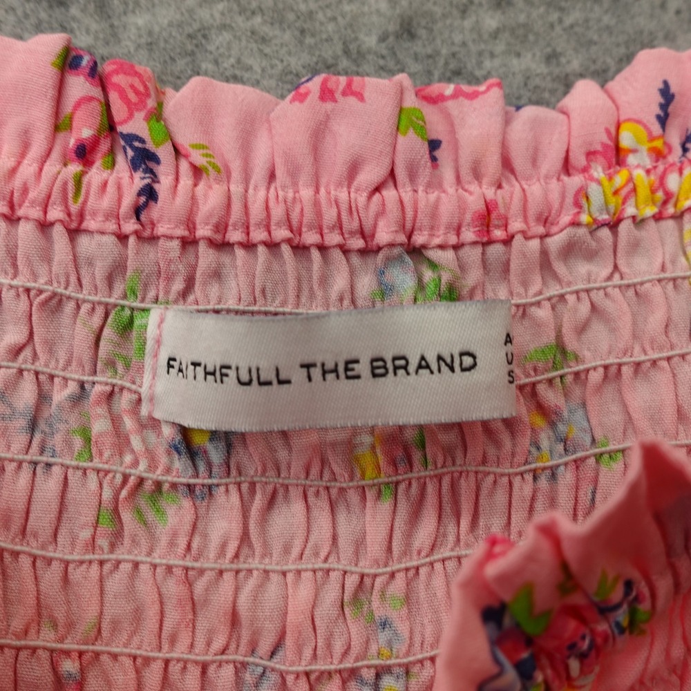 Pink Milkmaid Dress Women S Floral FAITHFULL THE BRAND Smocked Mini Cottage Boho - Picture 4 of 16